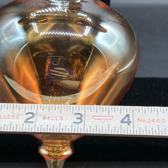 Iridescent Gold Cream Finial Tear Drop Hand Blown Glass Ornament 6" No Box - Picture 5 of 5